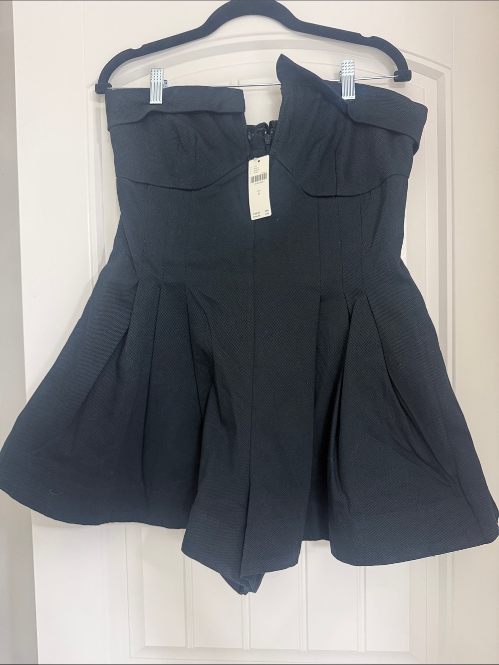 Maeve Strapless Black Pleated Romper